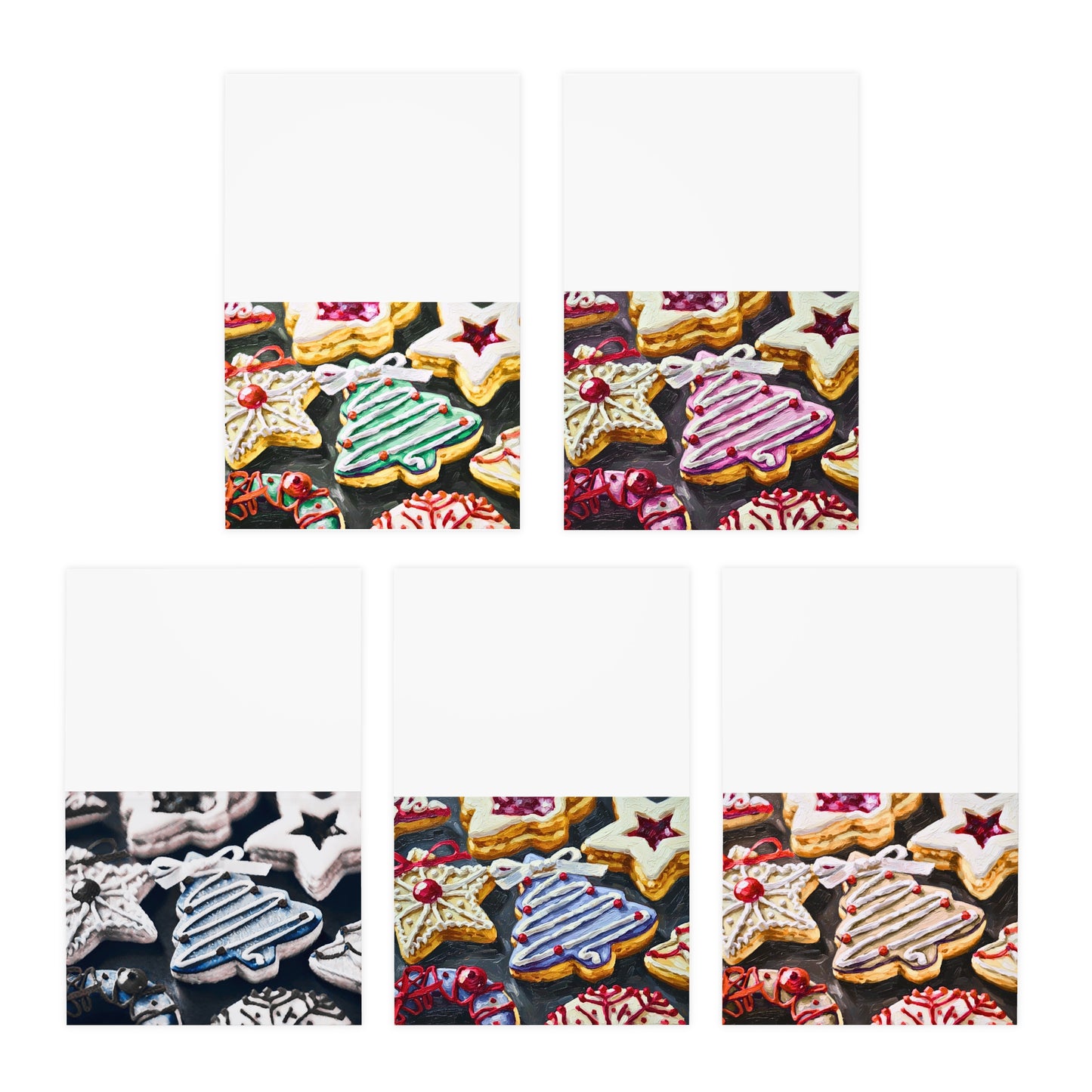Festive Cookie Greeting Cards - 5-Pack for Holidays