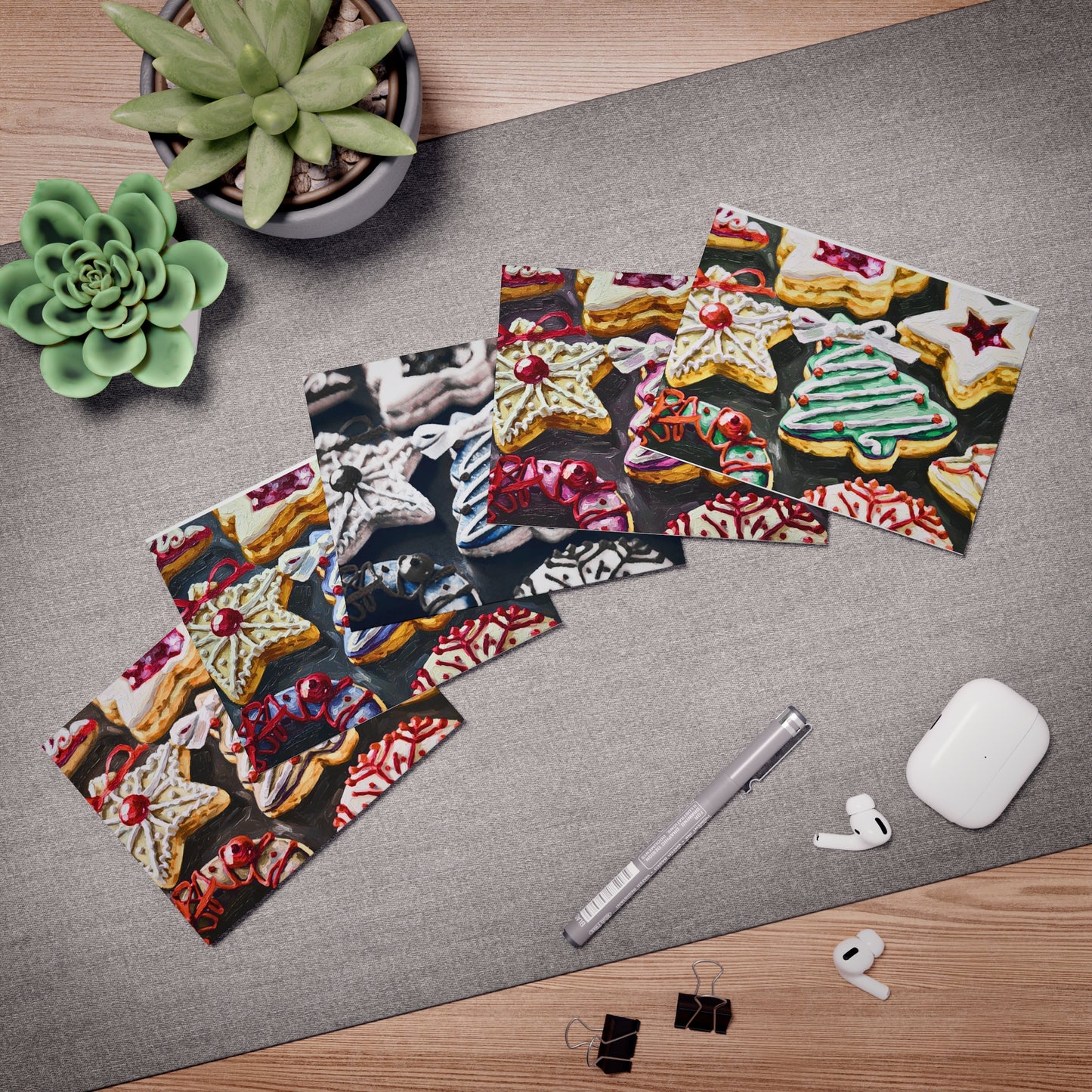 Festive Cookie Greeting Cards - 5-Pack for Holidays