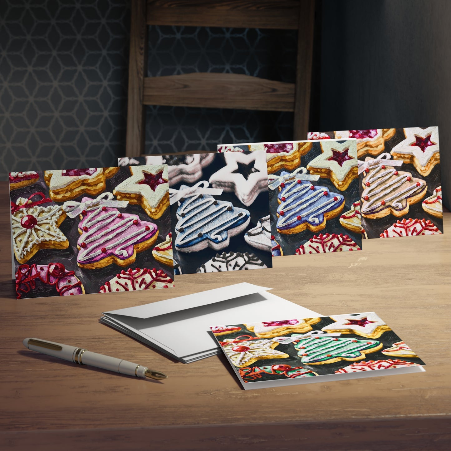 Festive Cookie Greeting Cards - 5-Pack for Holidays